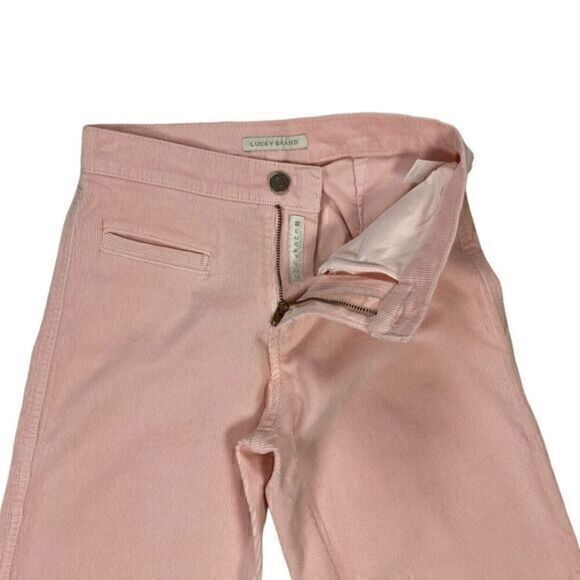 Lucky Brand Corduroy Pants Women Size 24 Pink Stretch Straight Leg Cropped Pants - Picture 3 of 13